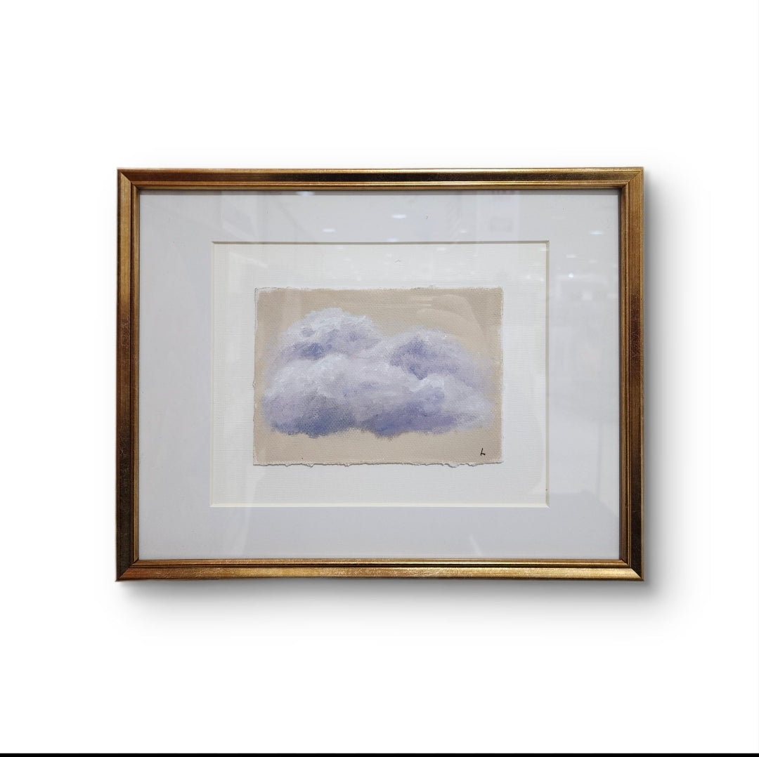 Lavender Sky – Original 5x7 Oil on Paper Cloud Painting (Framed)