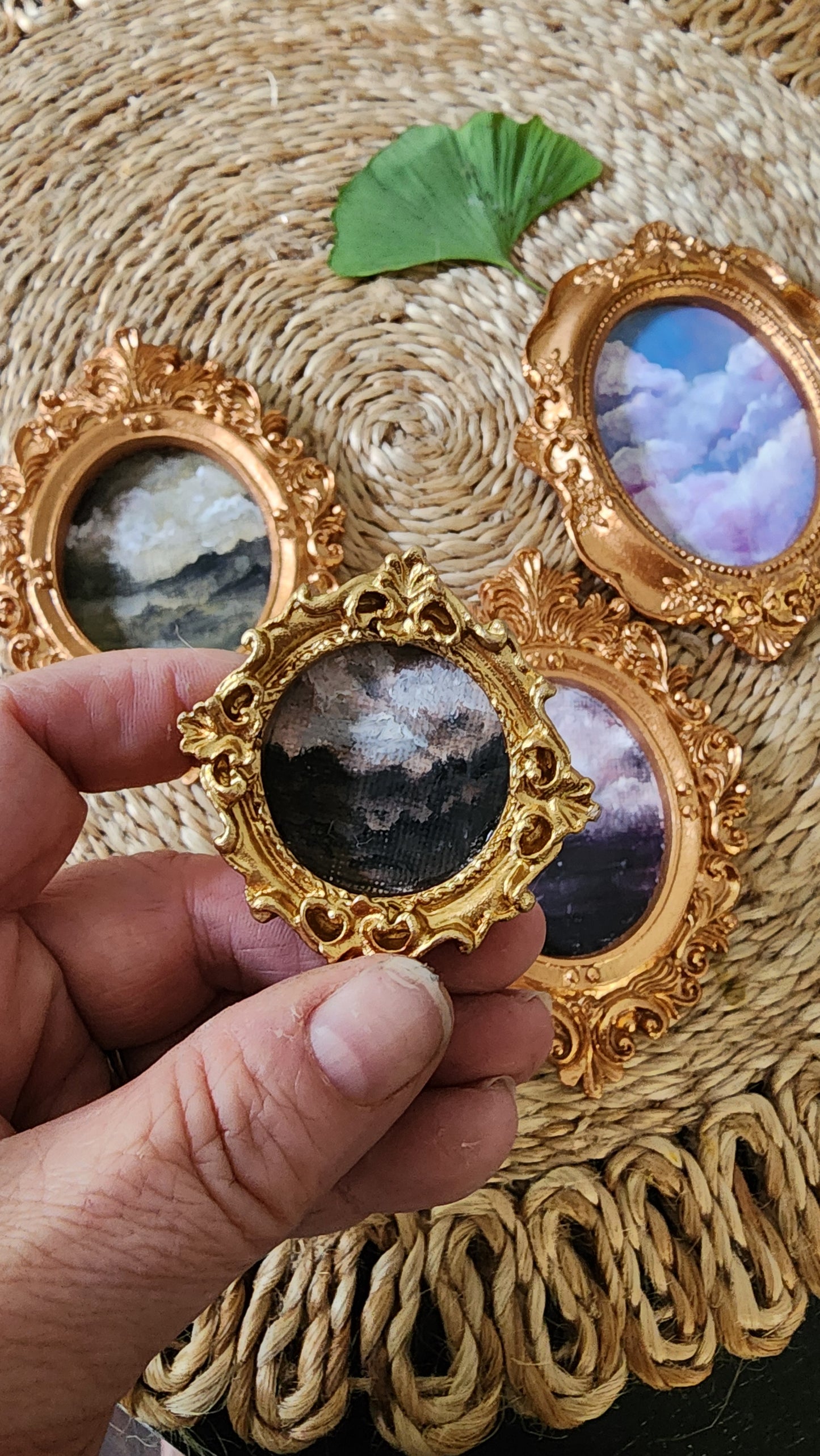 Mini Cloud Studies in Ornate Gold Frames