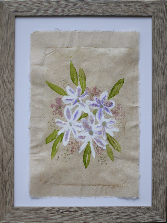 Mono Print white Flowers