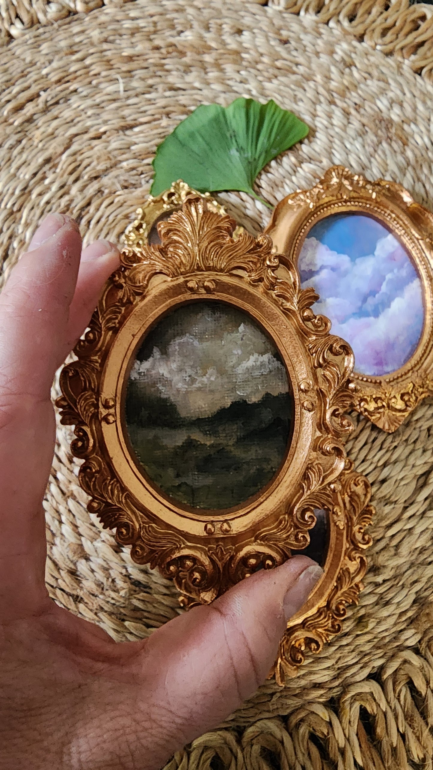 Mini Cloud Studies in Ornate Gold Frames