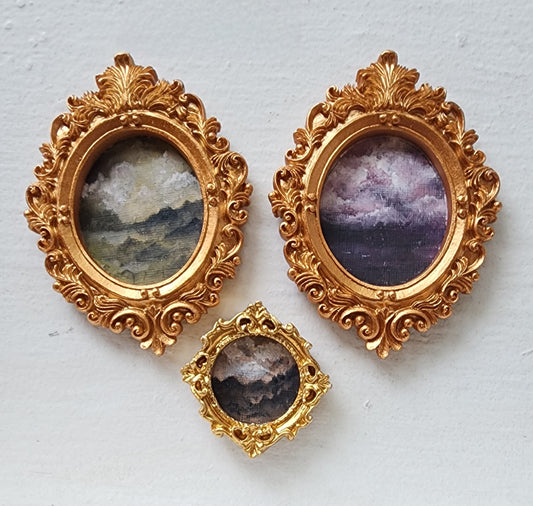 Mini Cloud Studies in Ornate Gold Frames