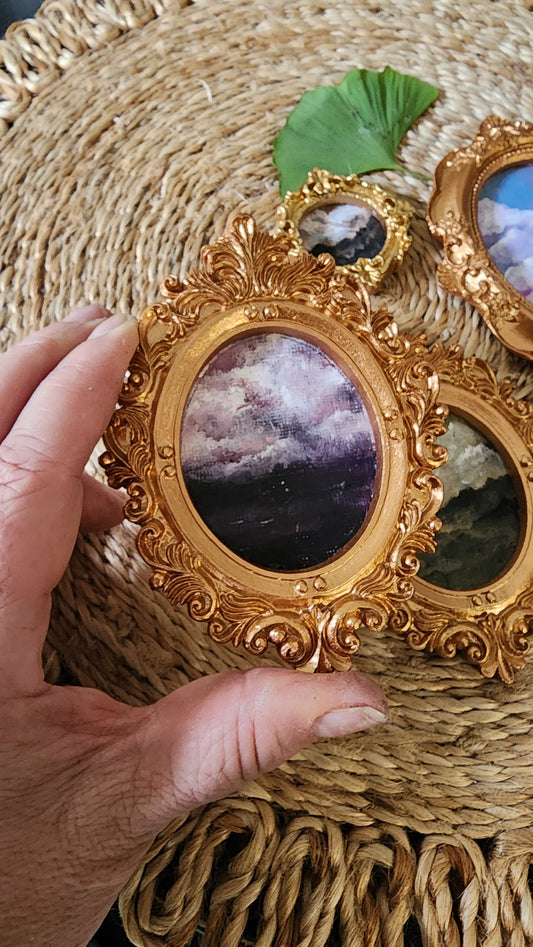 Mini Cloud Studies in Ornate Gold Frames