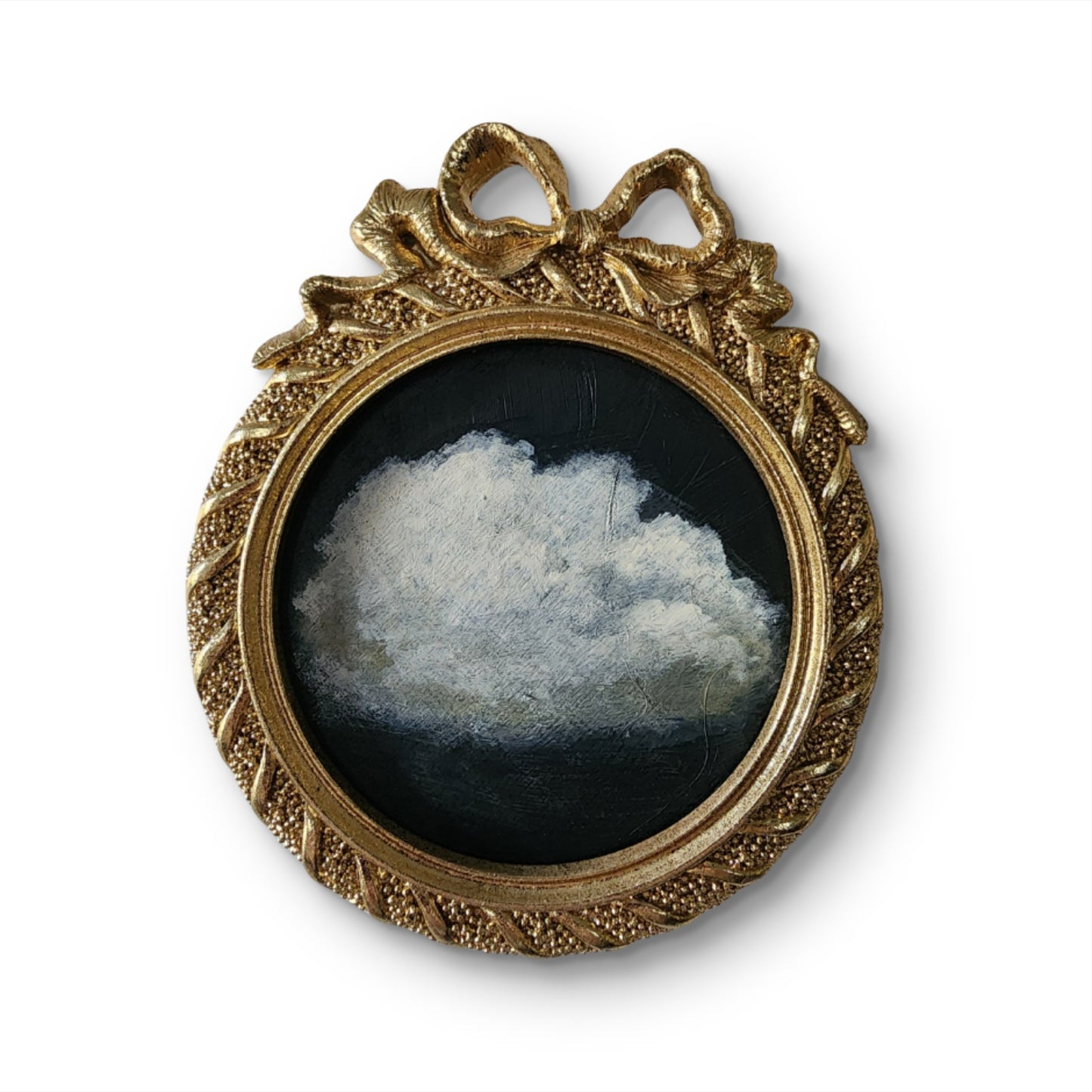 Puffy Cloud – 4x4 Acrylic on Wood Panel (Framed Miniature)